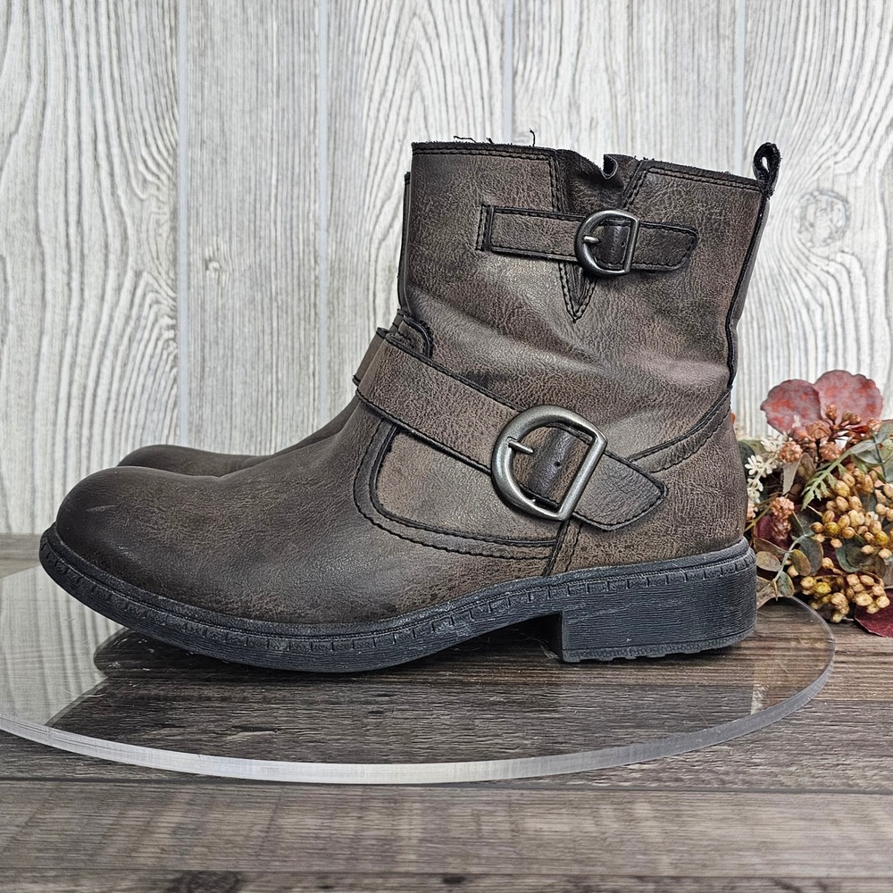 Sonoma Life+Style Cadence Brown Ankle Boots‎ Women's 8M Moto Buckle Style
